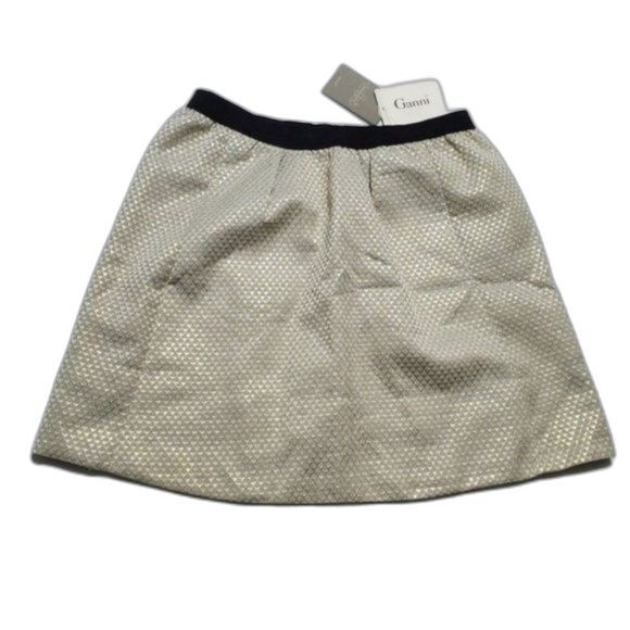 Ganni mini skirt M Petite brand NEW with tags metallic gold silver - Picture 1 of 8